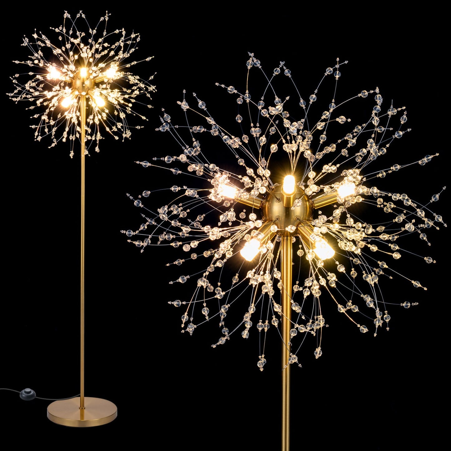 63-Inch Crystal Floor Lamp with Acrylic Crystals