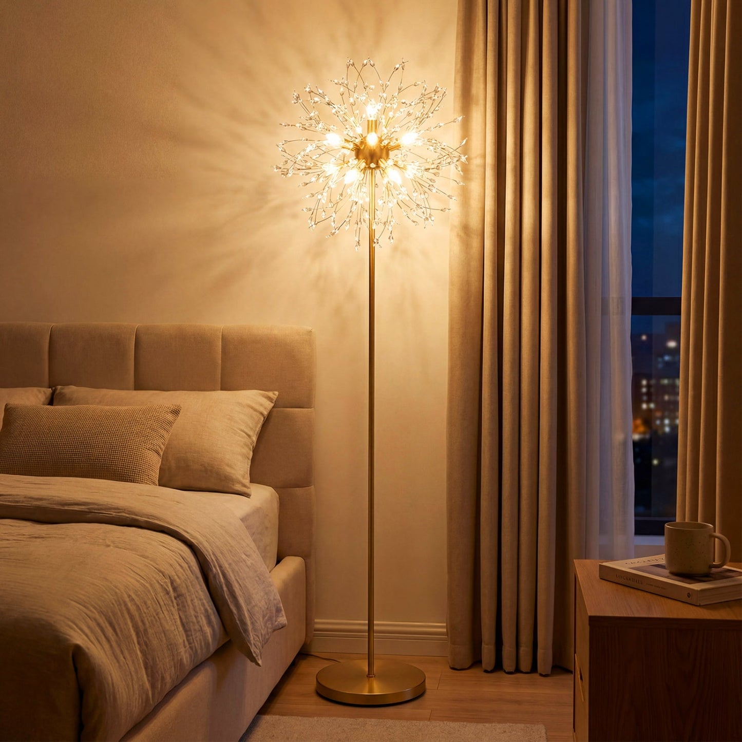63-Inch Crystal Floor Lamp with Acrylic Crystals