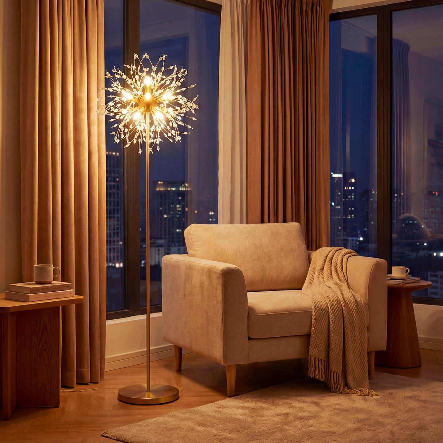 63-Inch Crystal Floor Lamp with Acrylic Crystals