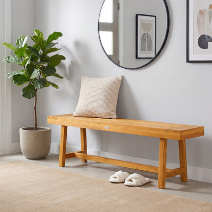 63-Inch Teak Wood Bench for 3 People