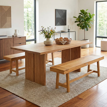 63-Inch Teak Wood Bench for 3 People