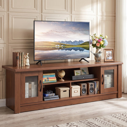 63" Farmhouse TV Stand for 70" TVs with Fluted Doors