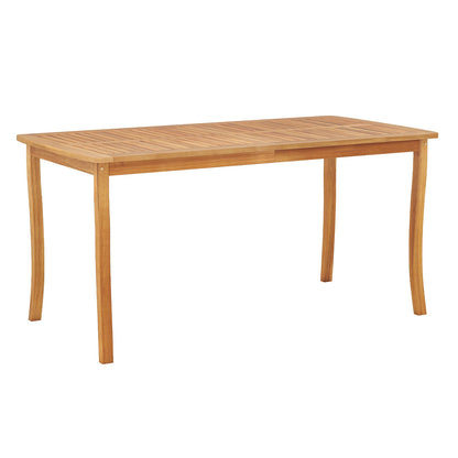 63 inch Outdoor Dining Table with Umbrella Hole Farmhouse Bistro Dinette Furniture
