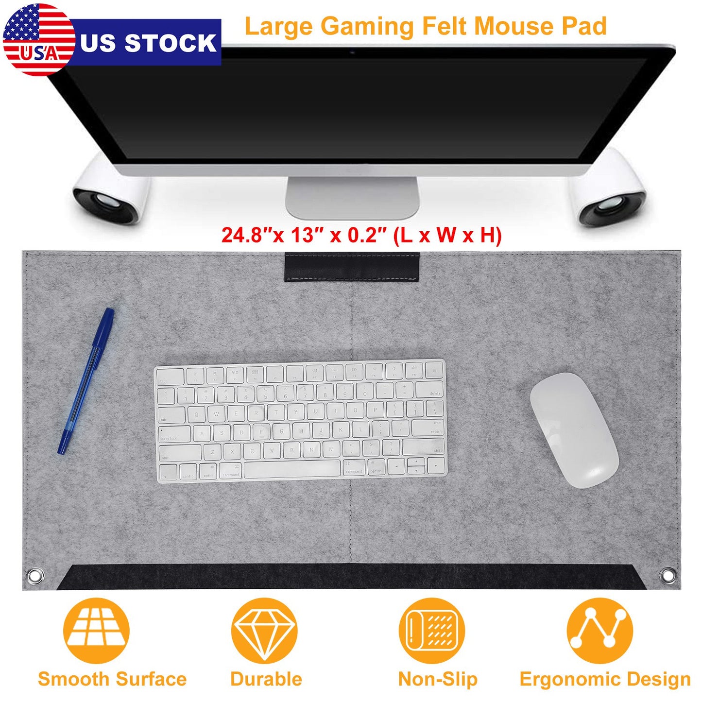 Extended Gaming Mouse Pad with Pen Holder - 24.8 x 13 Inch