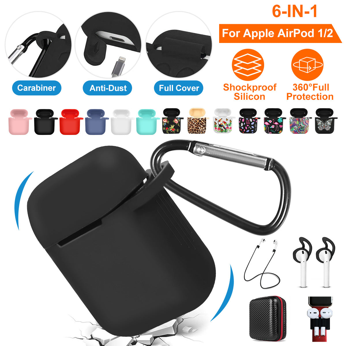 AirPods 1/2 Silicone Case with Accessories Kit