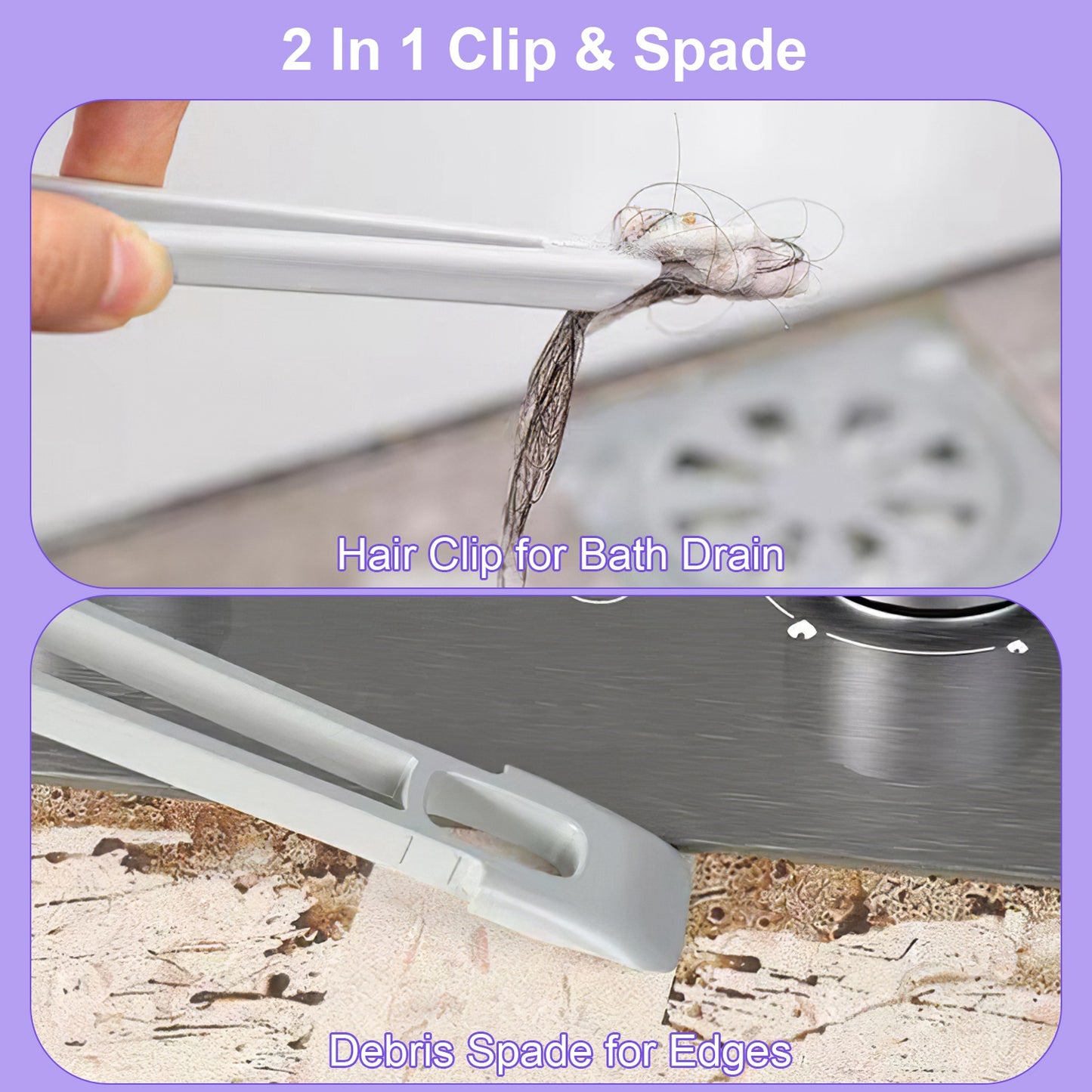 Rotating Crevice Cleaning Brush Set with Hair Clip Tool