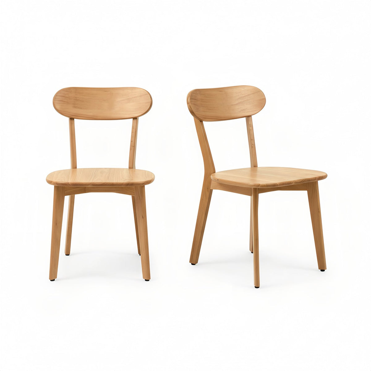 Solid Wood Dining Chair with Curved Backrest