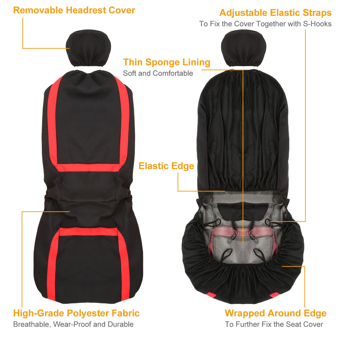 Universal Car Seat Covers 9-Piece Set for Auto Truck SUV