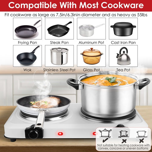 1800W Dual Burner Hot Plate – Portable Infrared Electric Cooktop