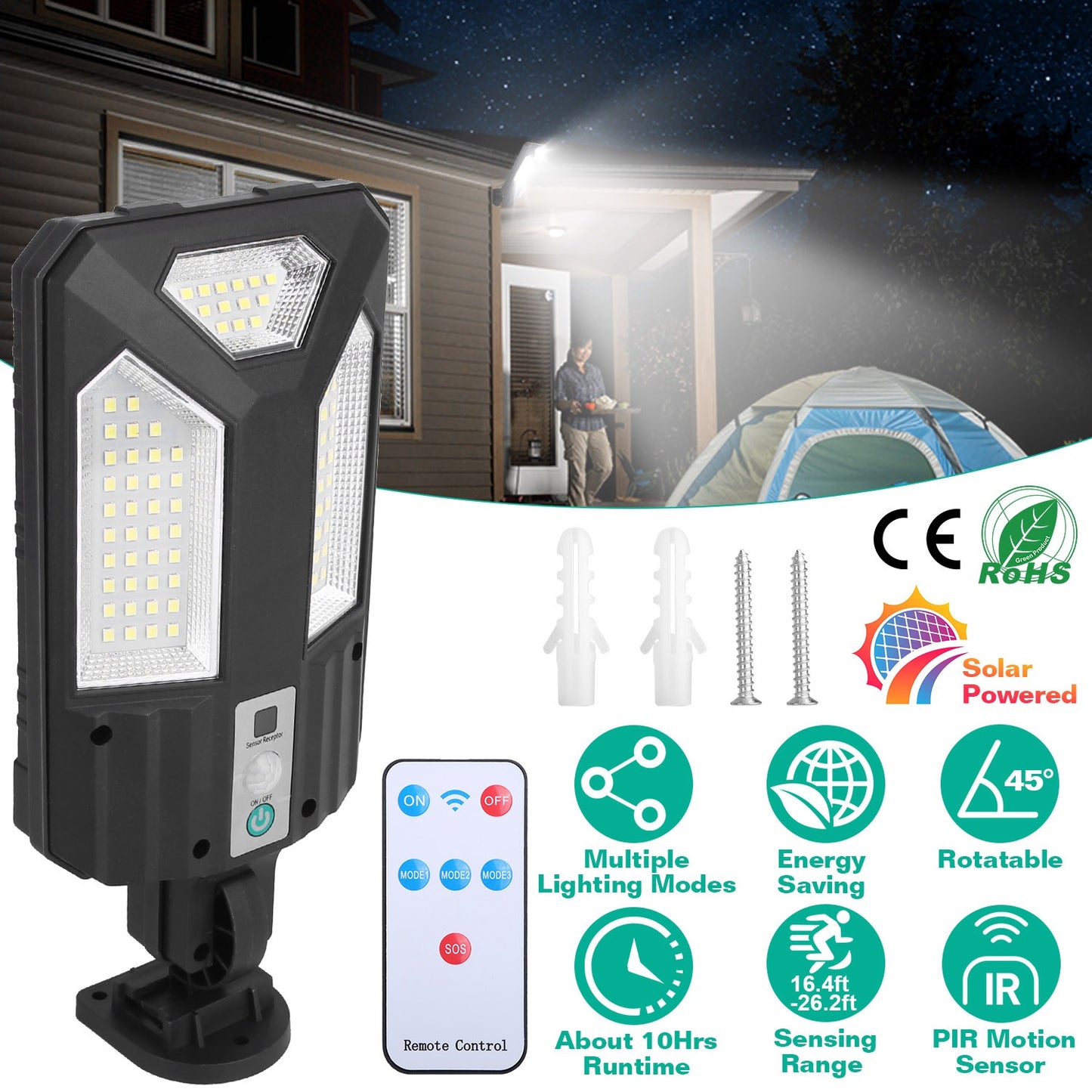 Solar Wall Light with Motion Sensor and Remote Control