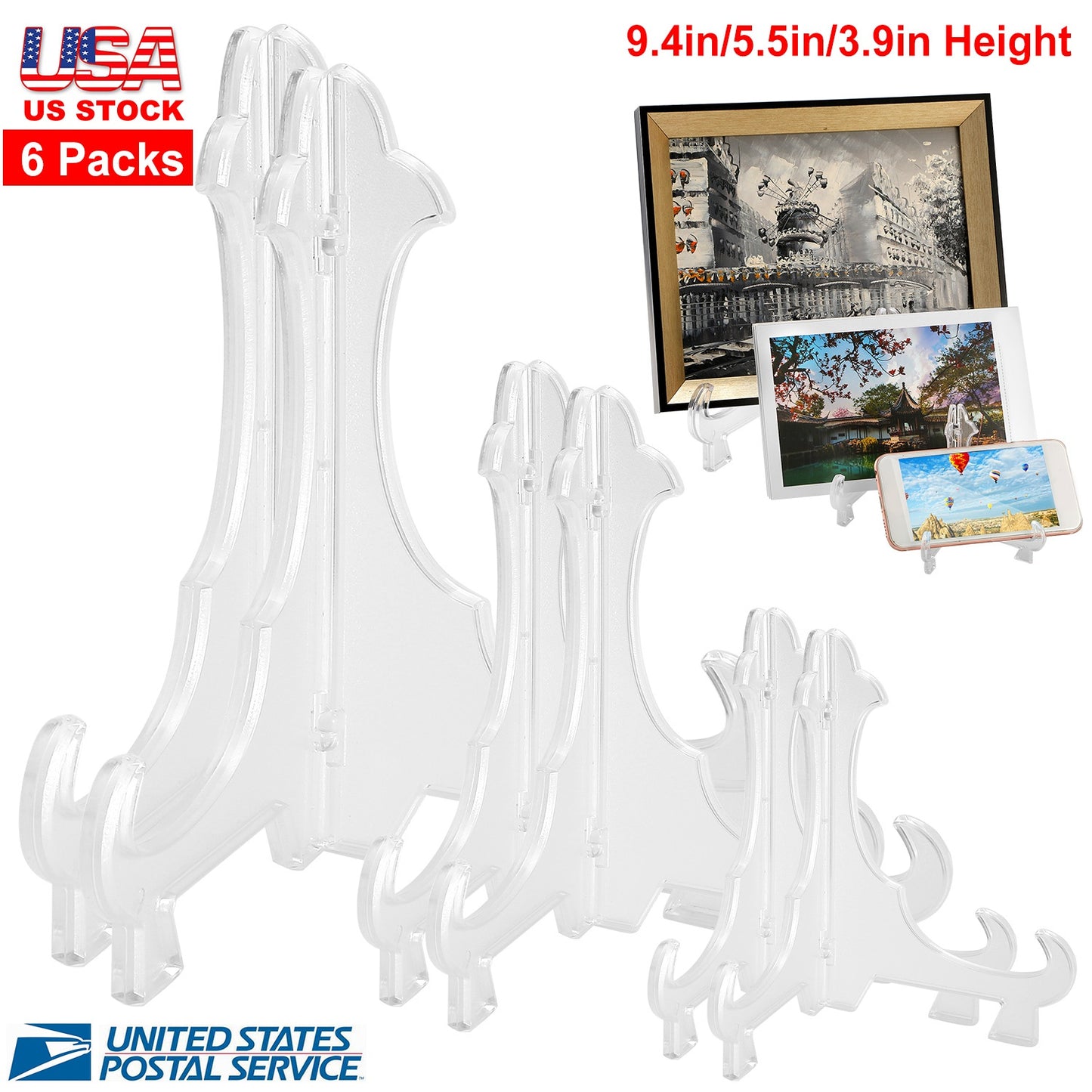 Display Easel Stand Set - 6 Pack (3 Sizes) for Plates & Photos
