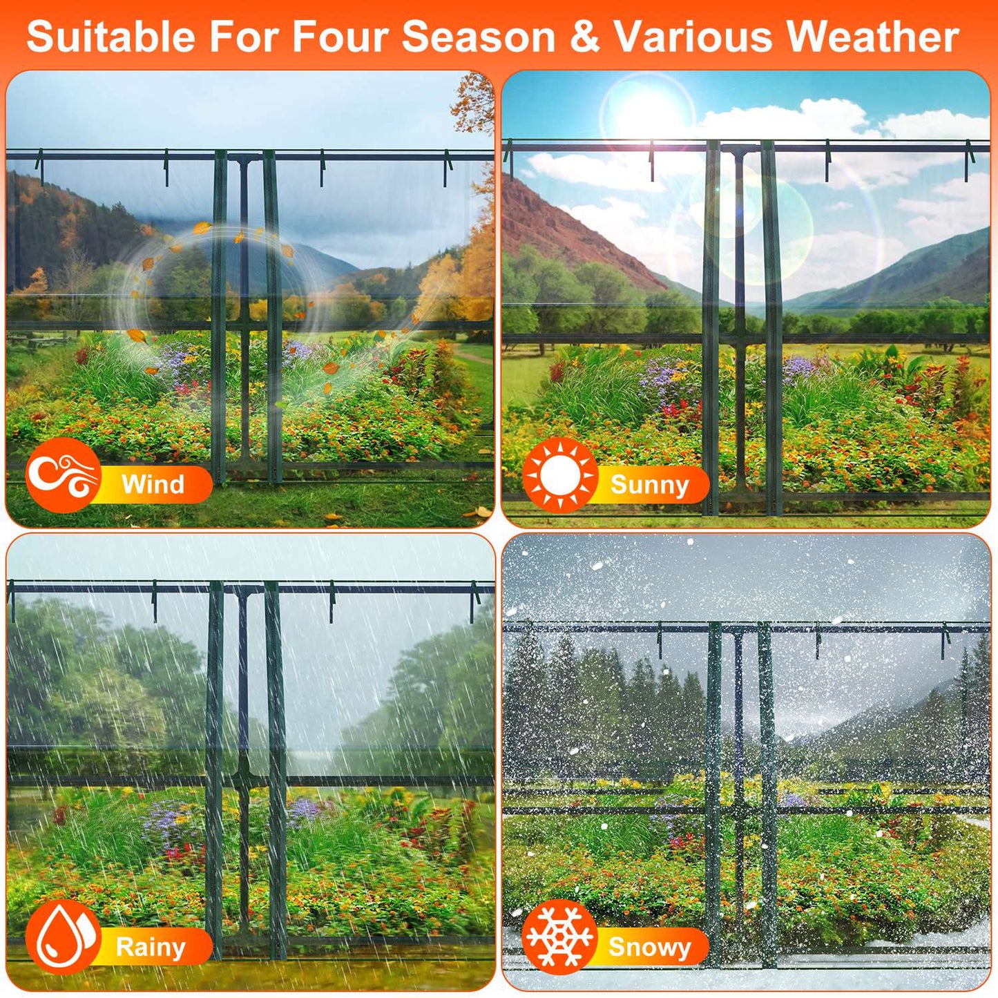 Portable Mini Greenhouse with Roll-Up Zipper Doors 71"L