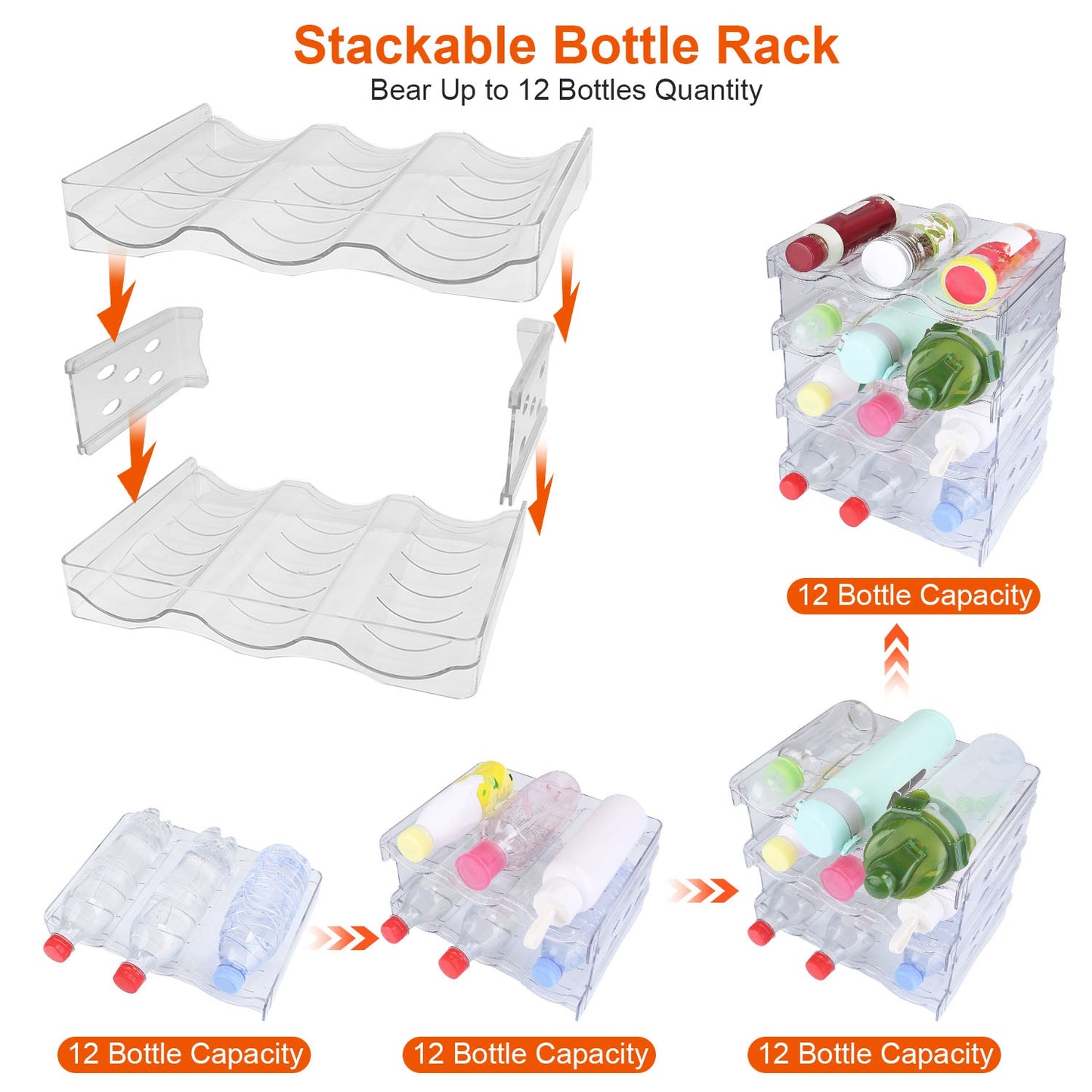 4-Tier Stackable Bottle Organizer for 12 Bottles