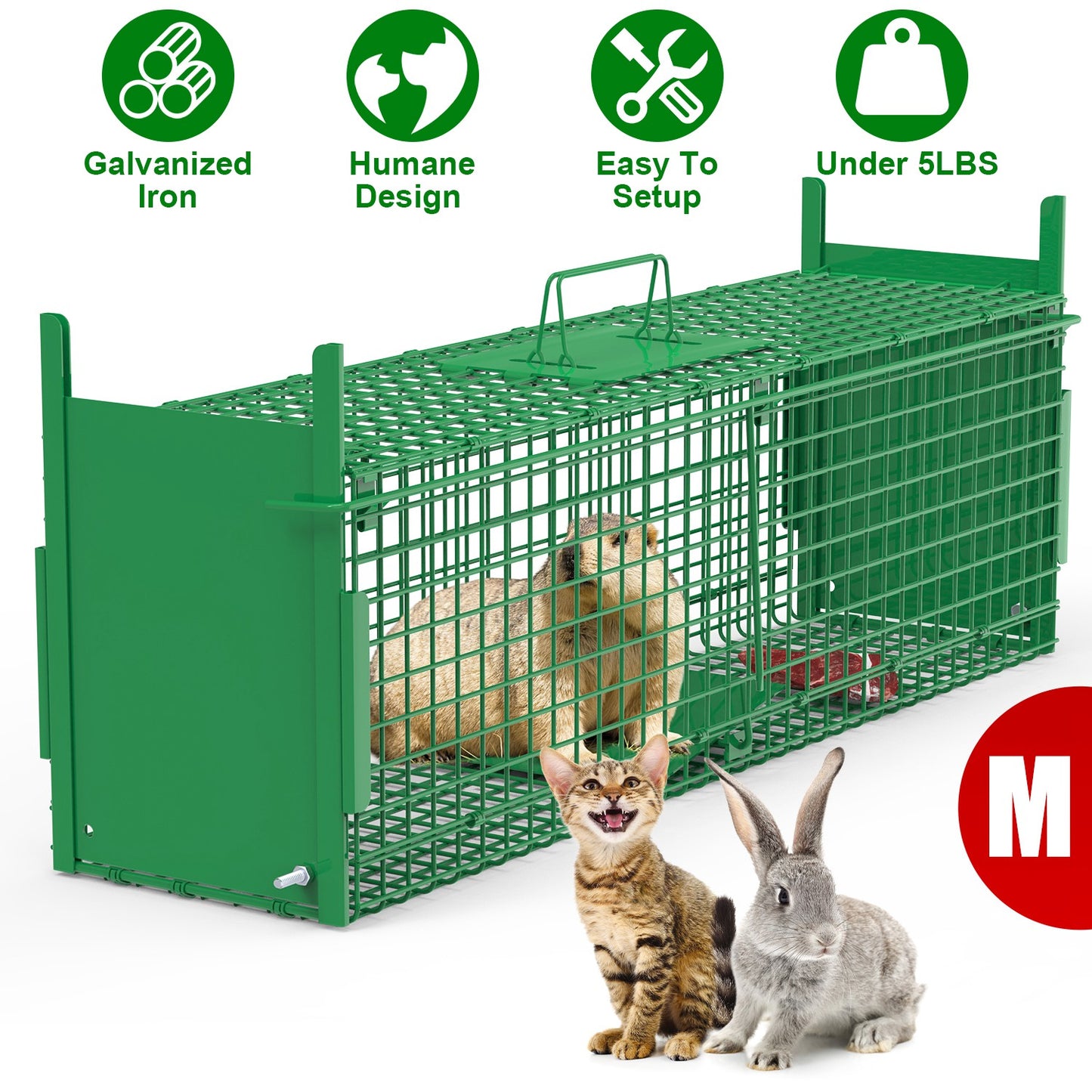 40in Humane Live Animal Trap Cage for Raccoons & Opossums