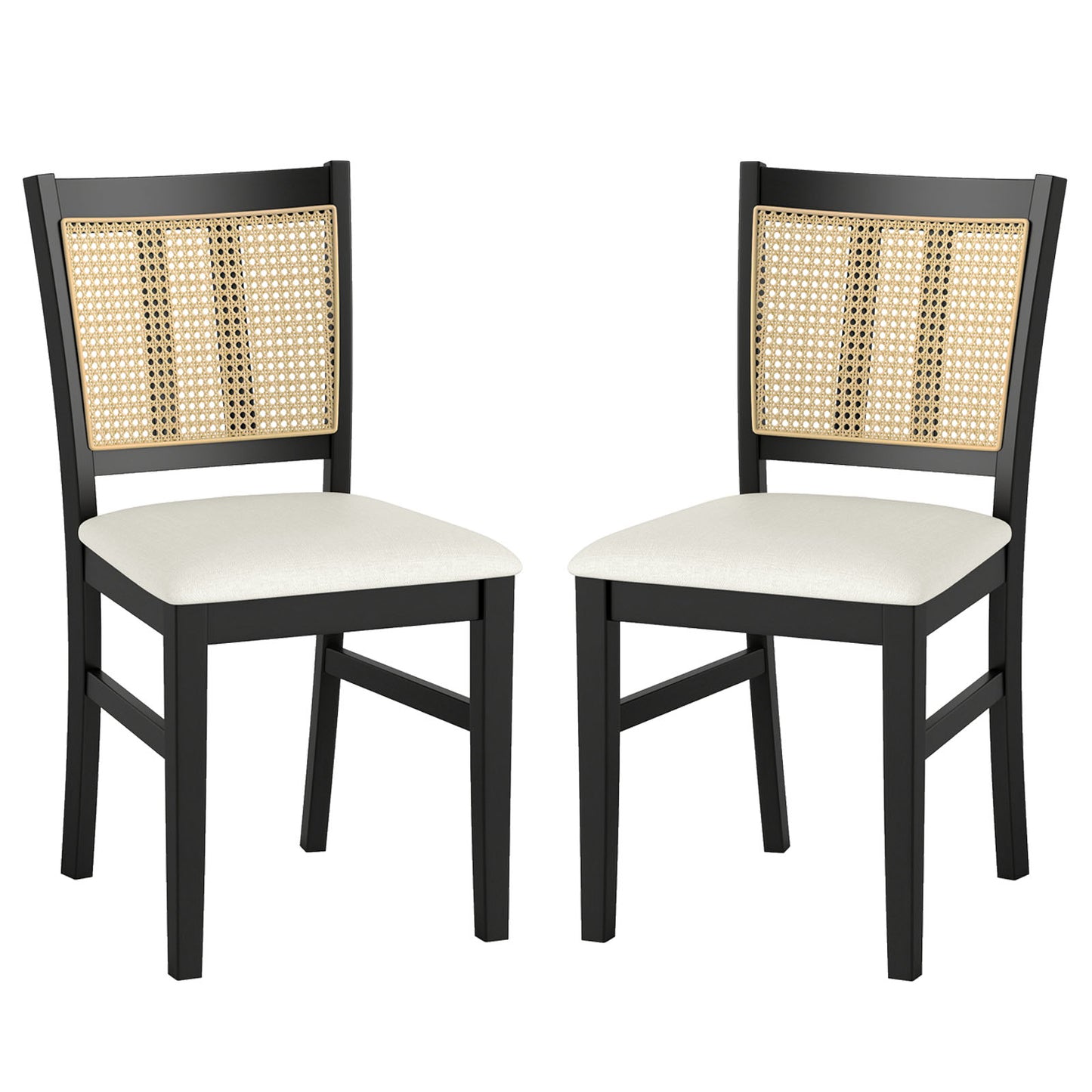 Rattan Dining Chairs Set of 2 with Cushioned Seats