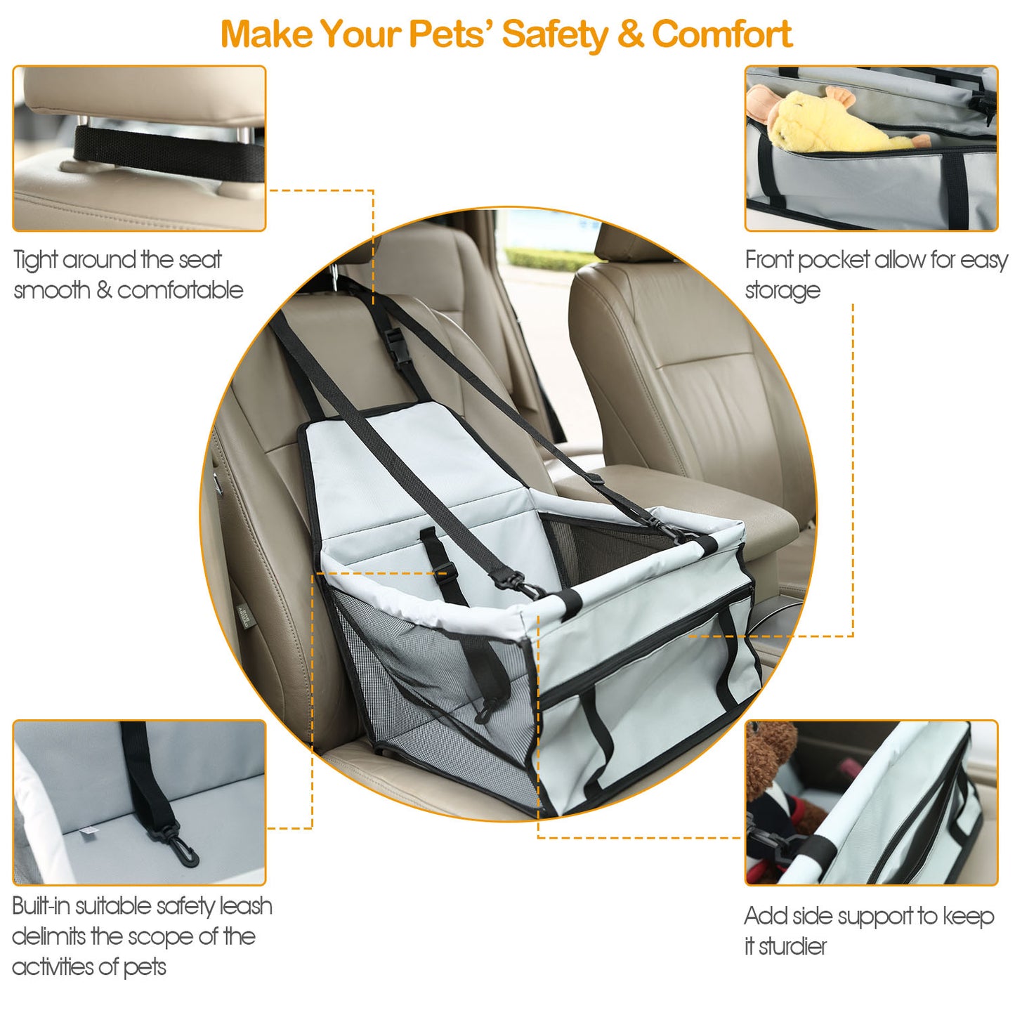 Dog Booster Car Seat for Small Pets Up to 20 Lbs
