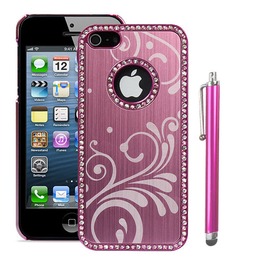 iPhone 5 Bling Crystal Hard Case with Stylus - Pink