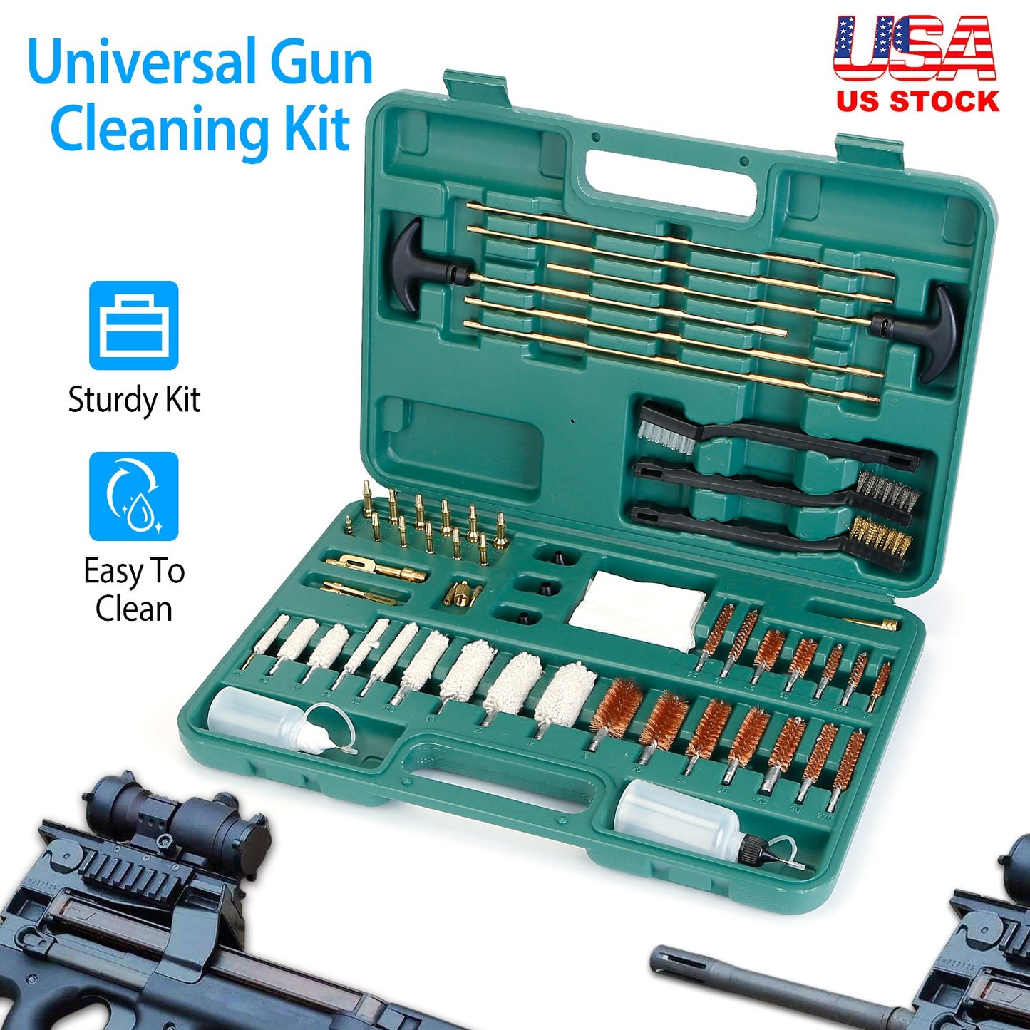 Gun Cleaning Kit with Carrying Case for Rifles & Pistols