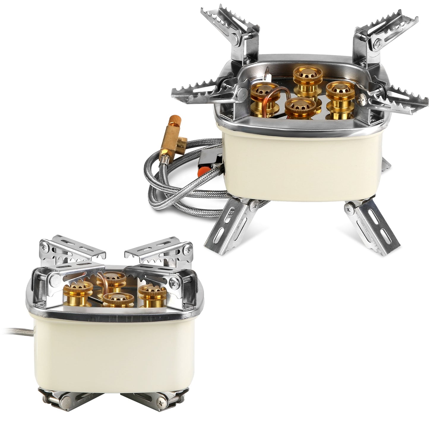 Portable Camping Stove 13000W 5-Head Gas Burner with Piezo Ignition