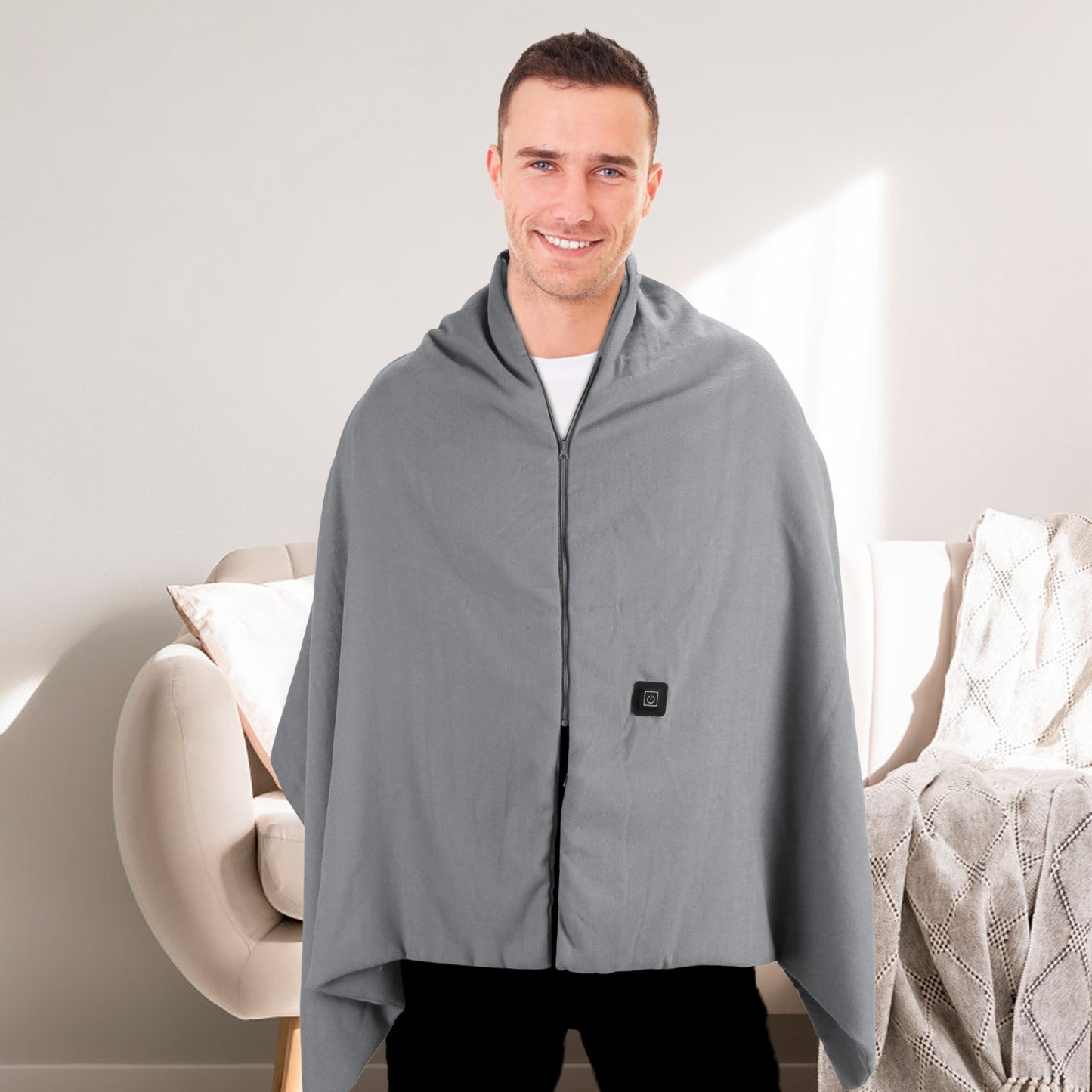 USB Heated Shawl with 3 Heat Levels and Zipper