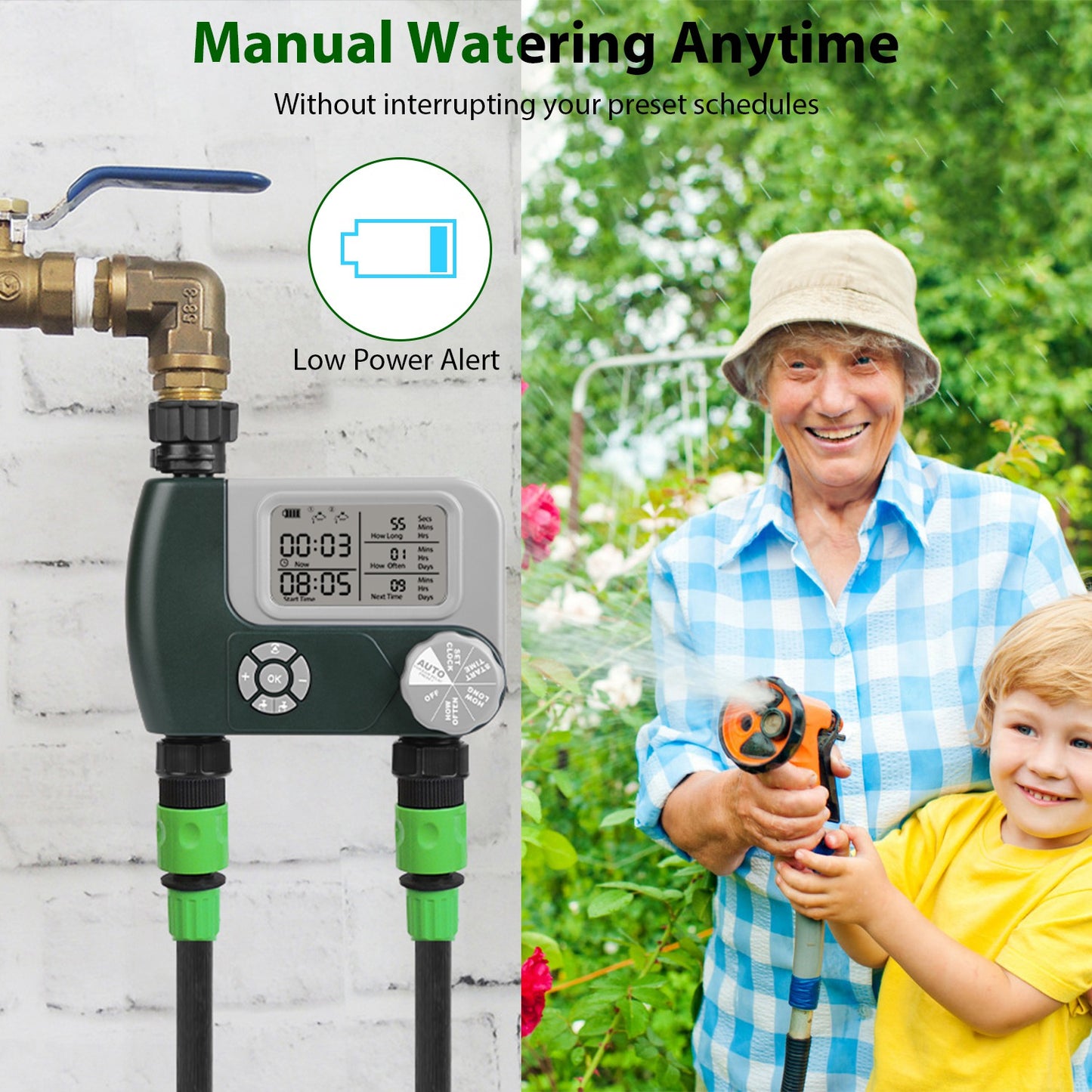 Digital Dual-Zone Sprinkler Timer with Programmable Watering