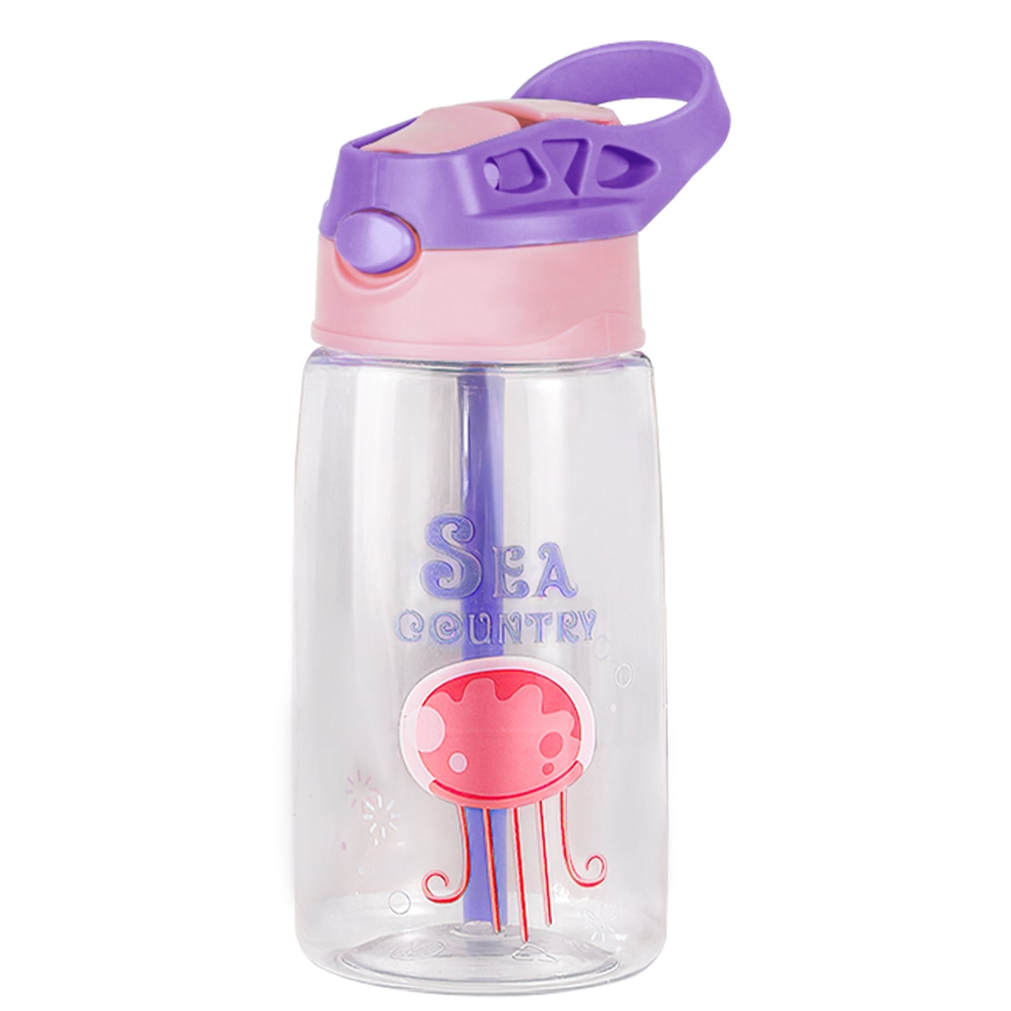 Kids Water Bottle with Straw 16.2oz Leak-Proof Push Button