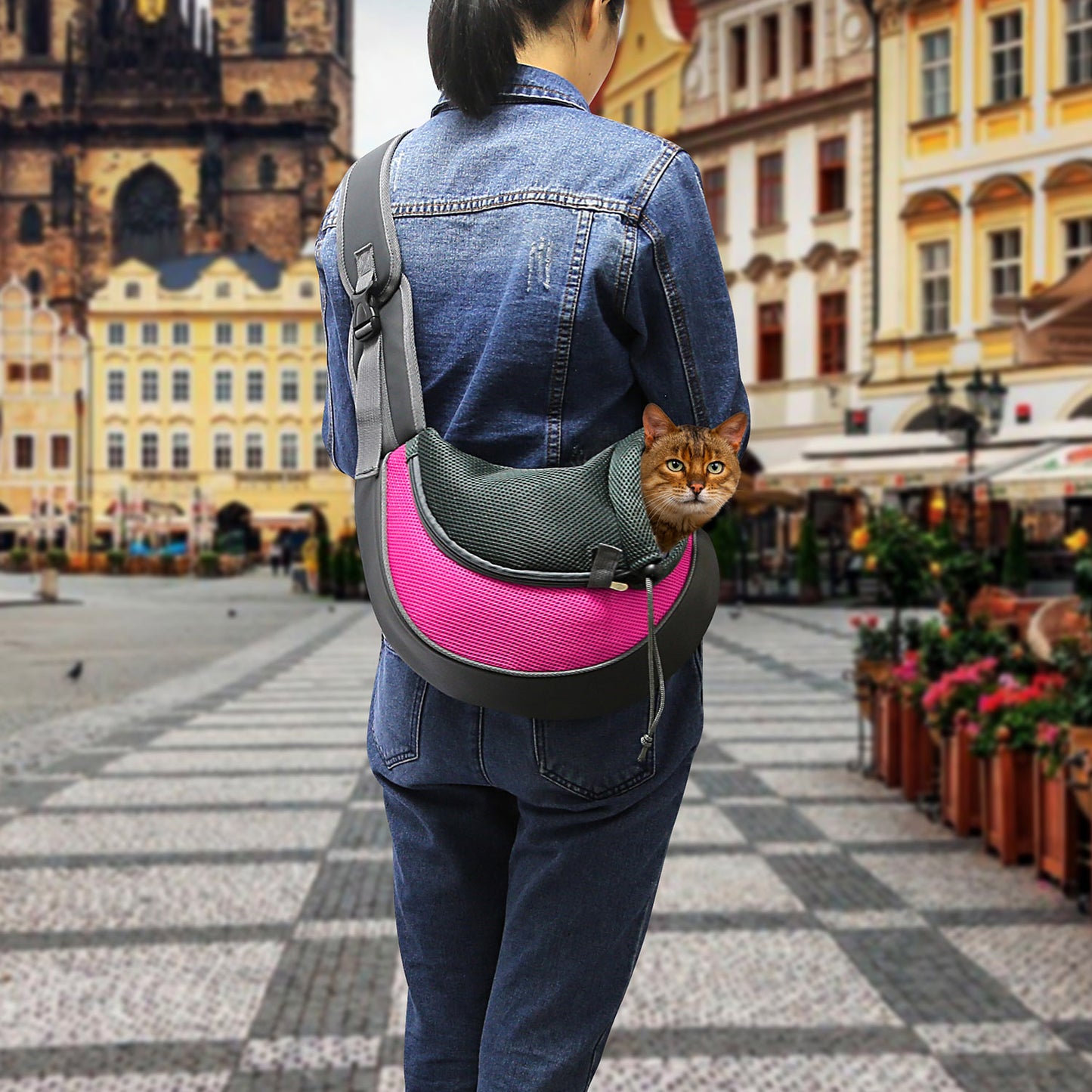 Pet Carrier Sling Bag for Small Dogs & Cats - Hands Free