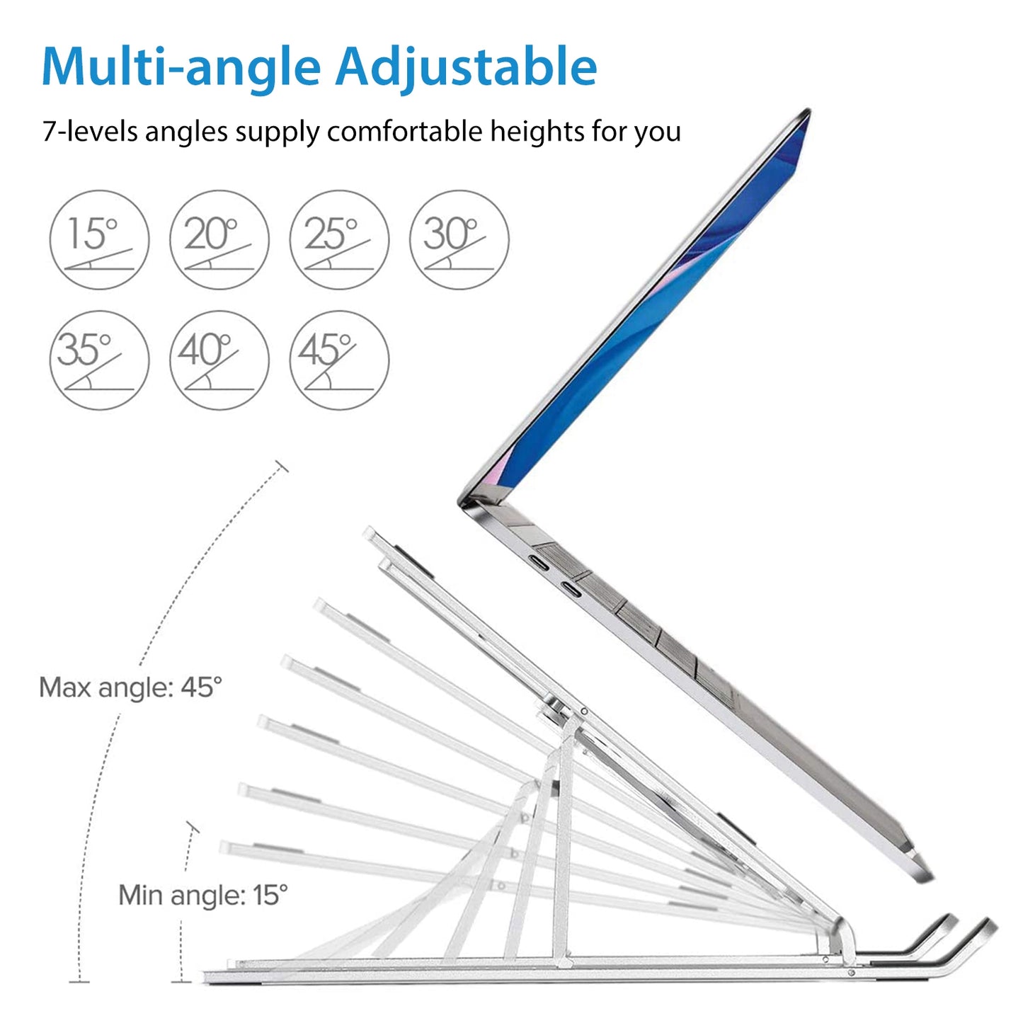 Adjustable Laptop Stand - Foldable Aluminum Riser for Desks