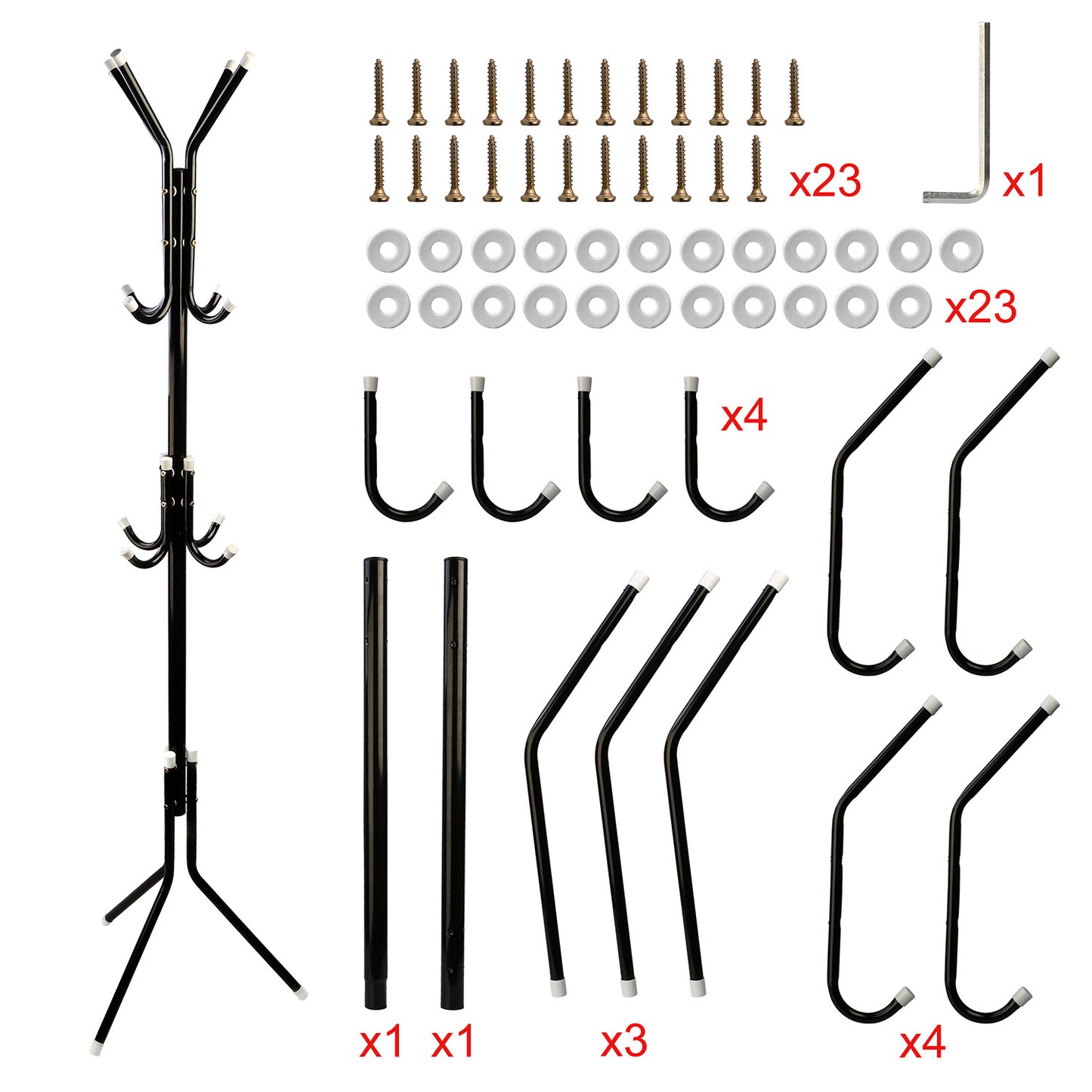 Standing Coat Rack with 8 Hooks - 3 Tier Metal Organizer