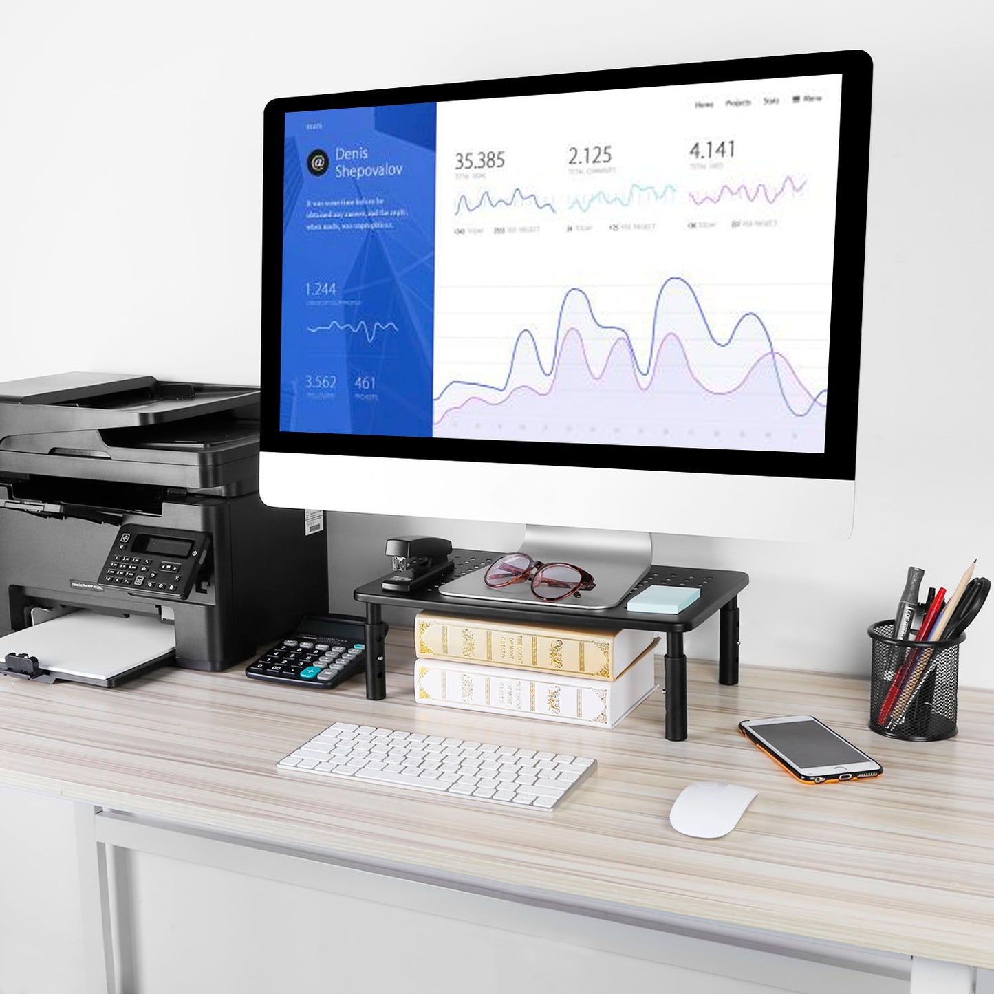 Monitor Stand Riser with 3 Adjustable Heights & Ventilation