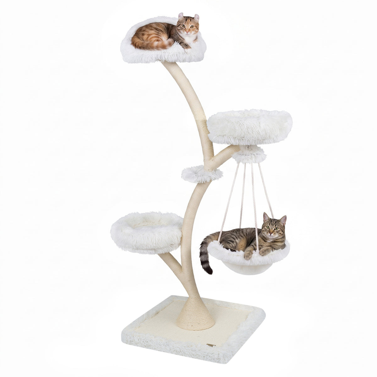 66.5" Multi-Level Modern Cat Tower with Top Perch 2 Beds Hammock and Sisal Posts
