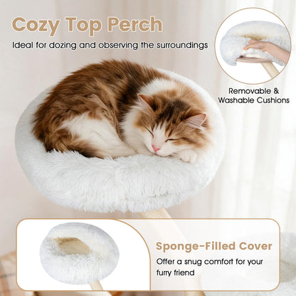 66.5" Multi-Level Modern Cat Tower with Top Perch 2 Beds Hammock and Sisal Posts