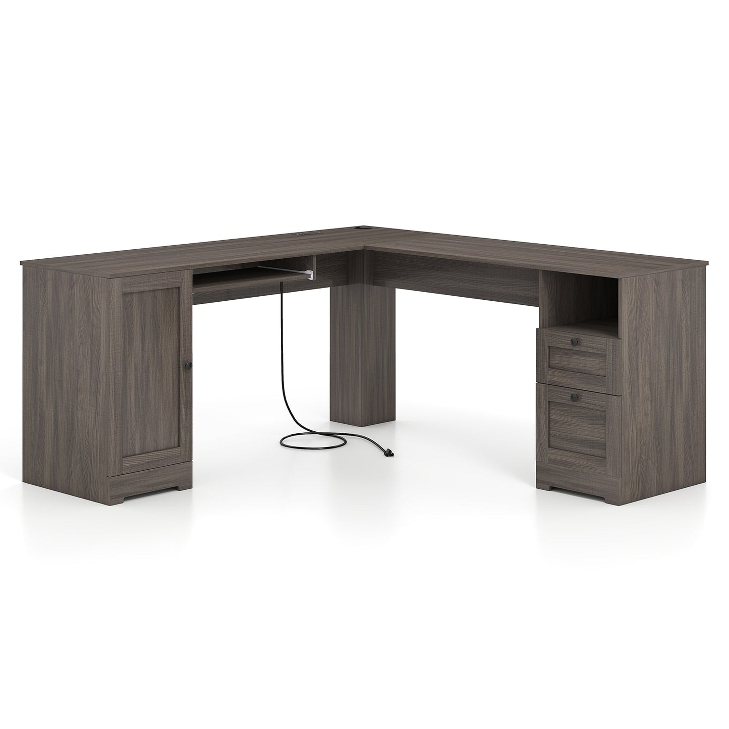 66 Inch L-Shaped Writing Study Workstation Computer Desk with Drawers