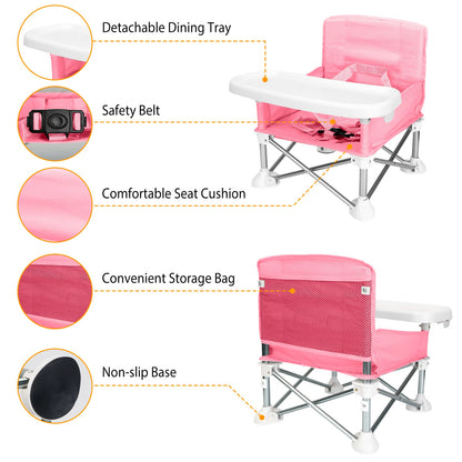 Portable Baby Booster Seat with Detachable Tray & Carry Bag
