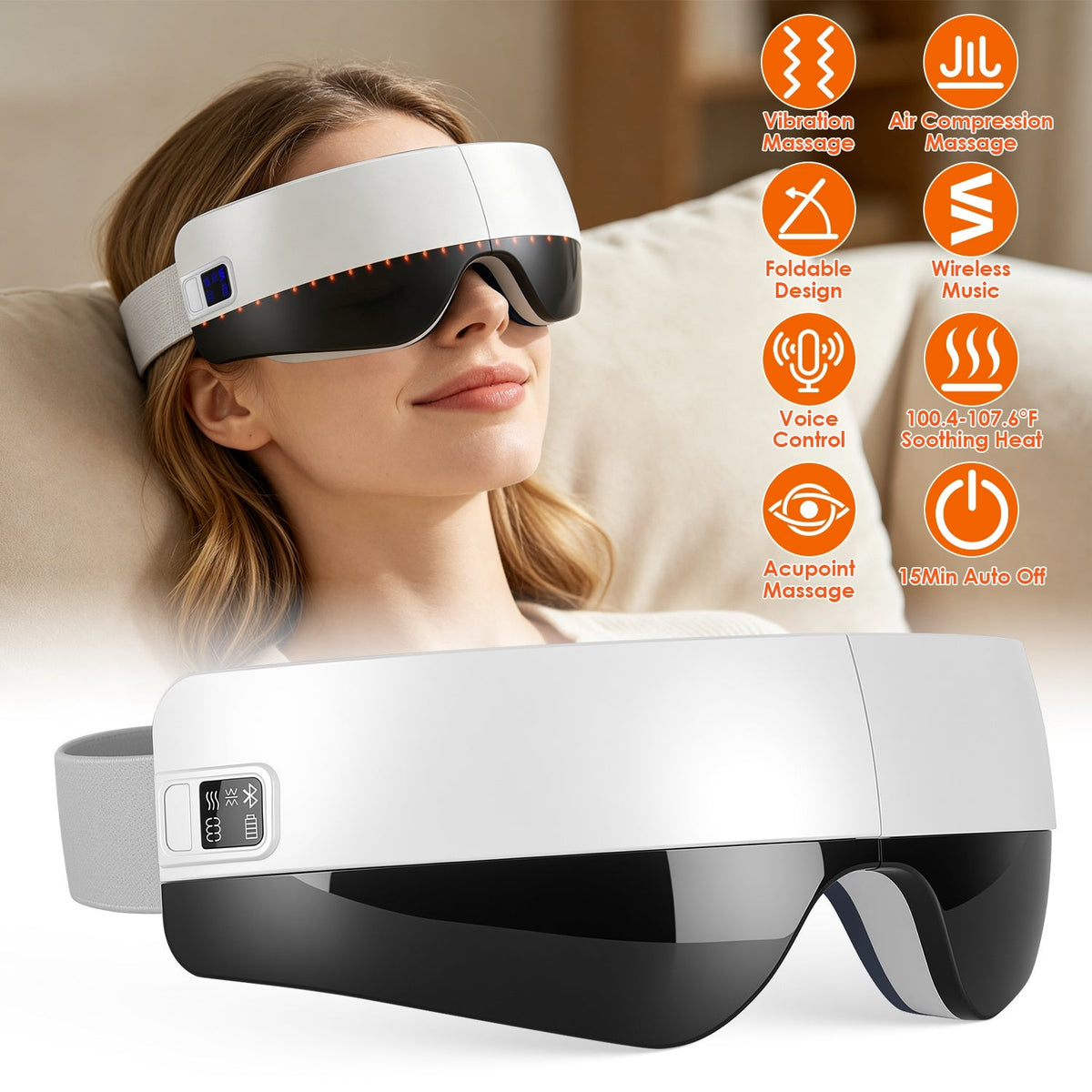 Eye Massager with Heat, Air Compression & Voice Control