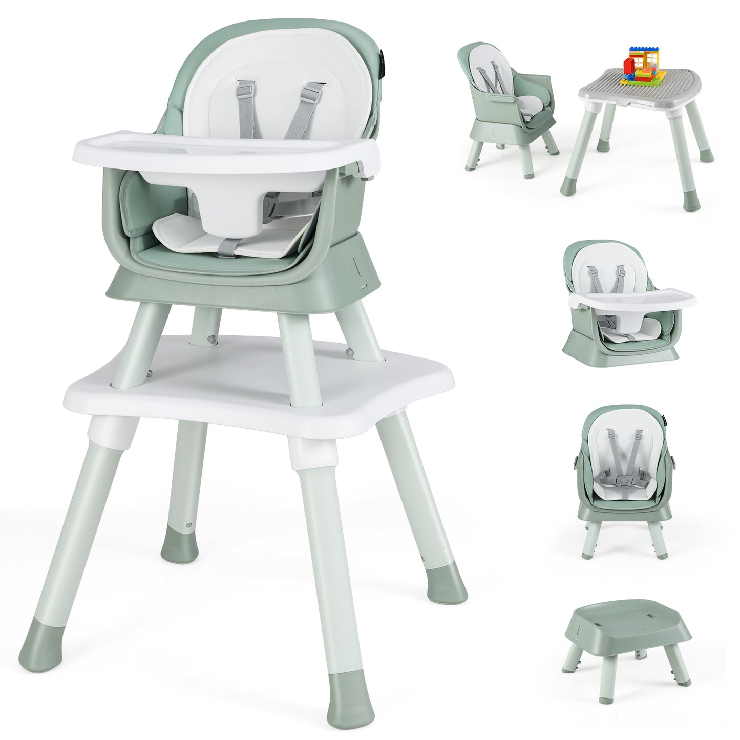 6-in-1 Convertible High Chair with Adjustable Tray