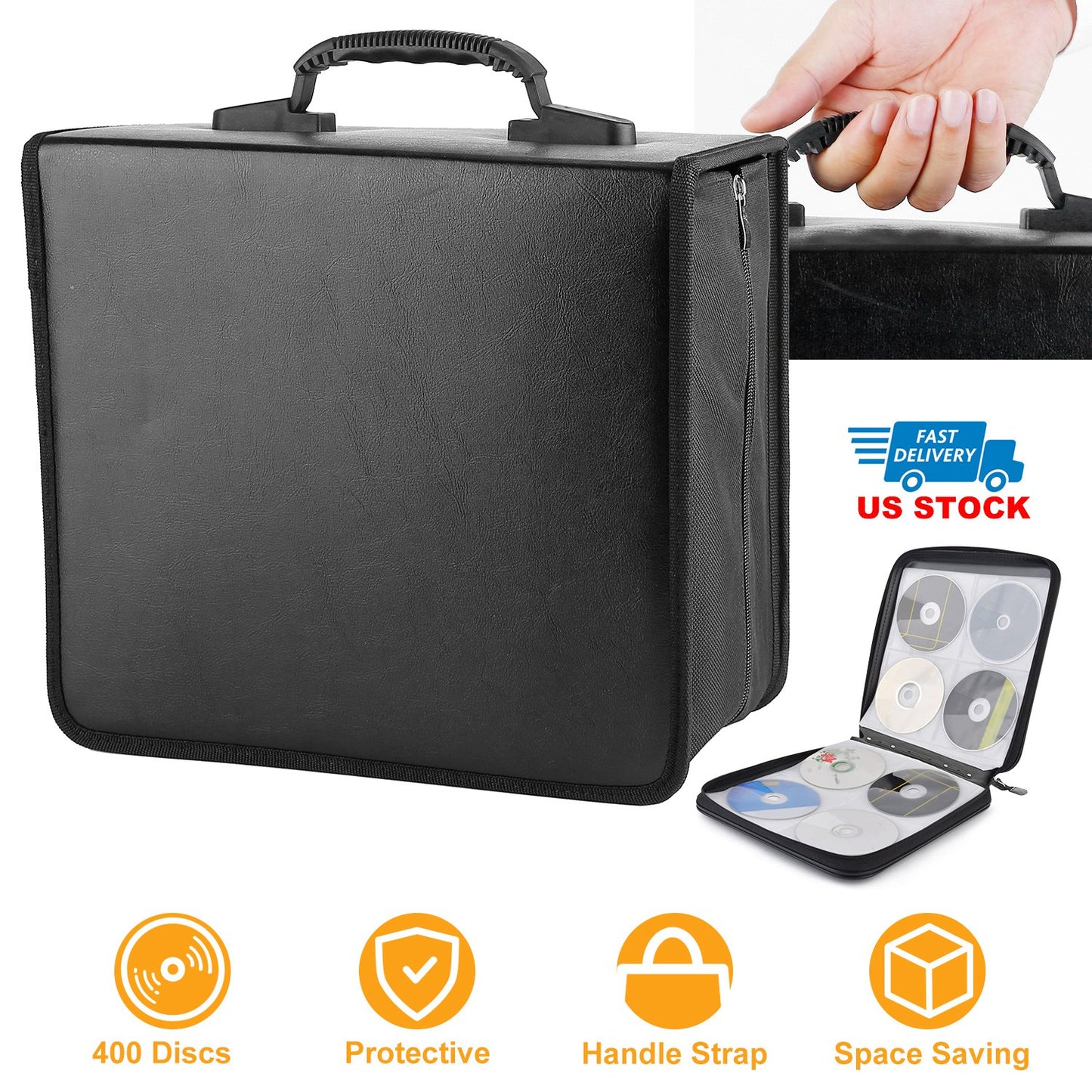 400 Disc CD DVD Storage Case with Carrying Handle