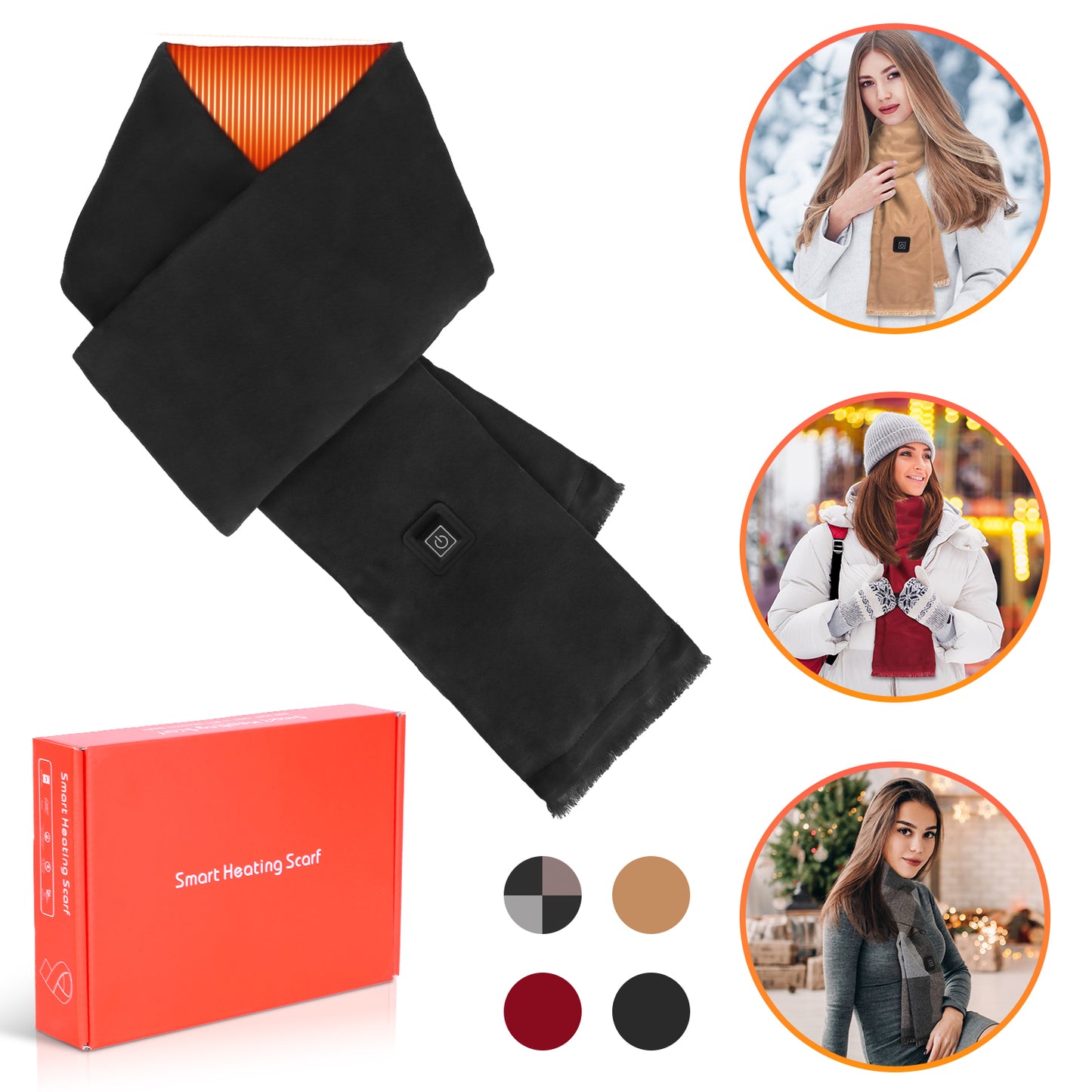 USB Heated Winter Scarf with 3 Temperature Settings