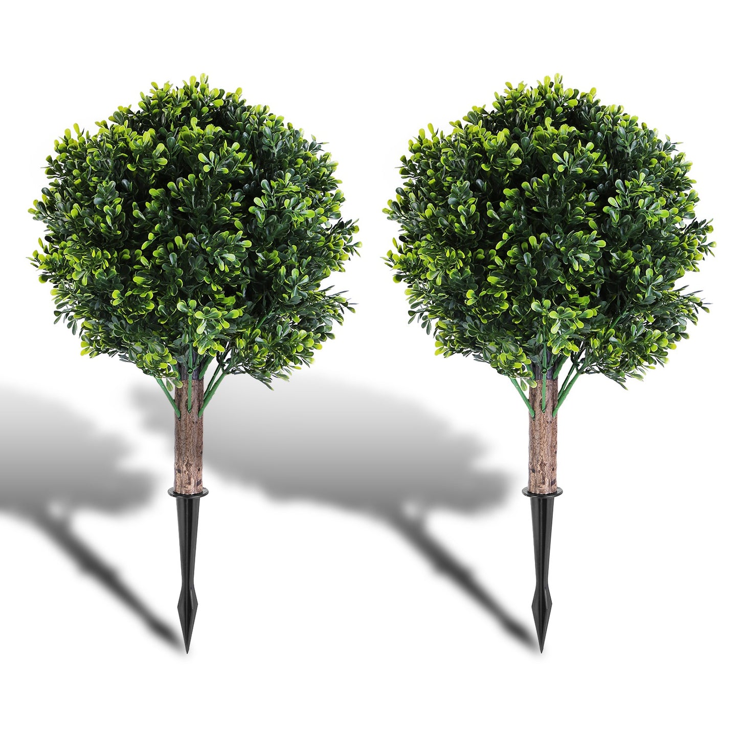 Artificial Boxwood Ball Topiary Tree with Ground Spike - 2 Pack
