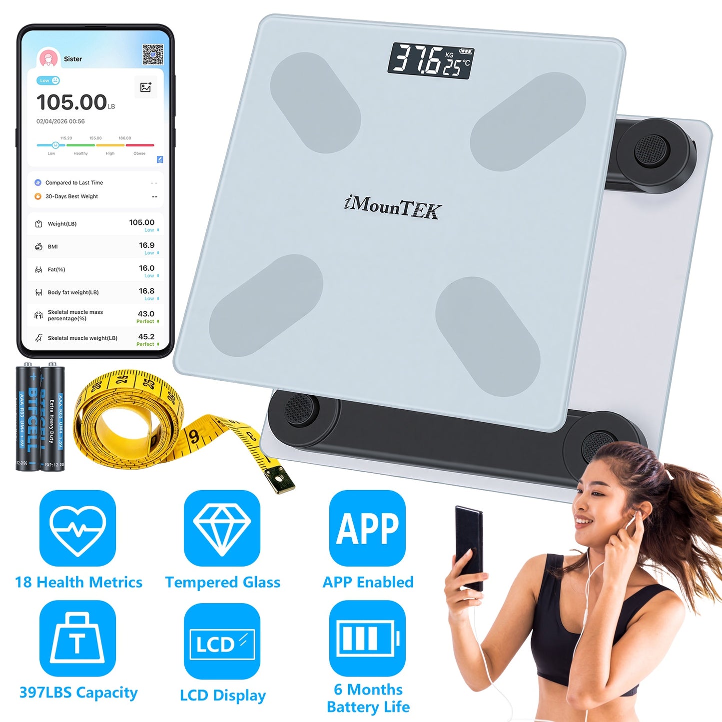 Smart Body Composition Scale with App Sync & 18 Health Metrics