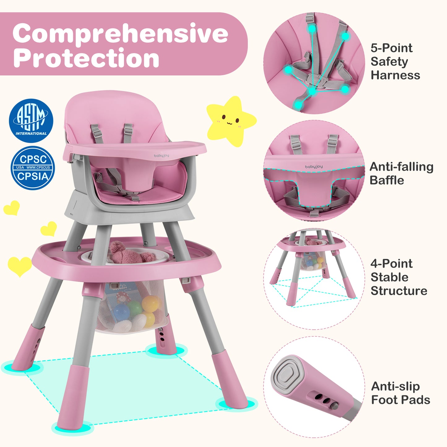 16-in-1 Convertible High Chair with Activity Center