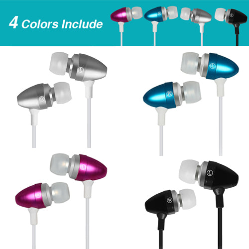 In-Ear Stereo Headset with Microphone - 4 Pack