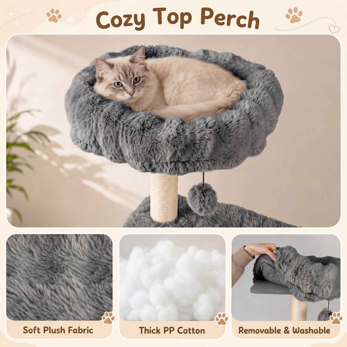 Multi-Level Cat Tree 67 Inch with Condo and Perch