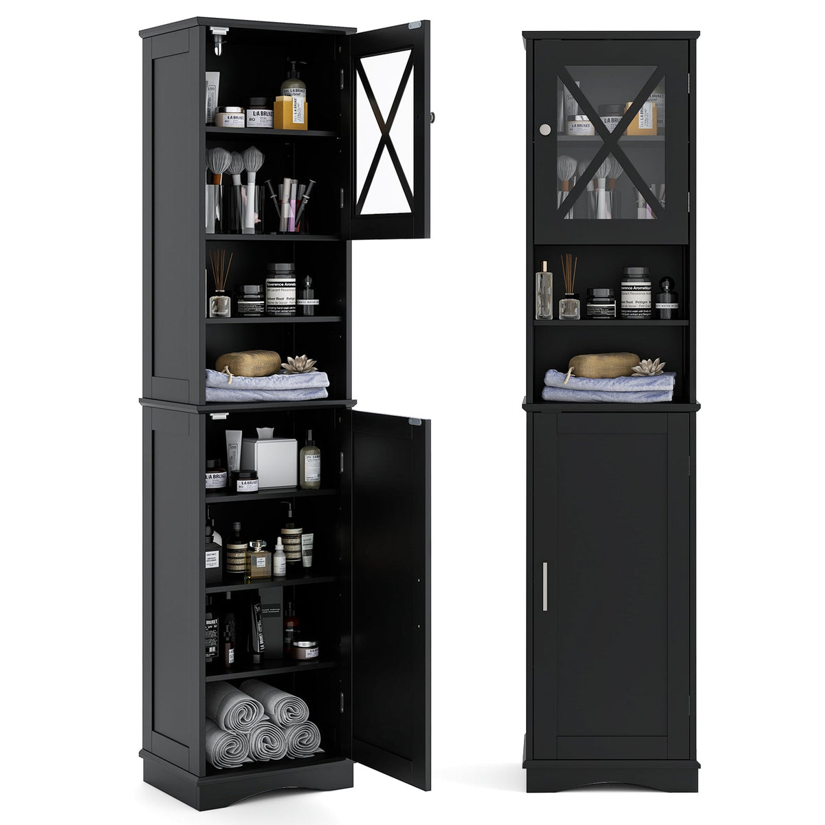 67 Inch Tall Bathroom Cabinet Freestanding Storage Cabinet with 5 Adjustable Shelves