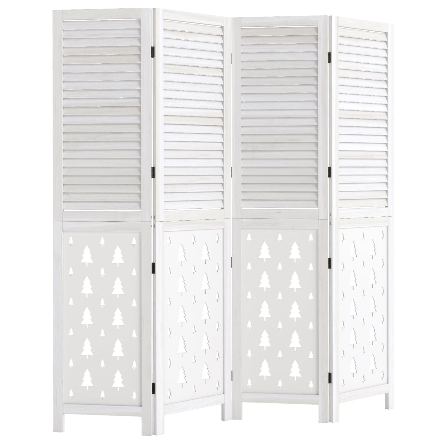 6-Panel Wood Room Divider with Tree Pattern - 67" Tall