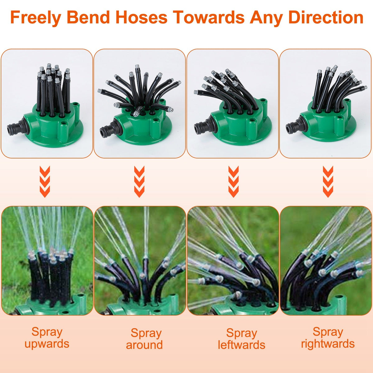 12-Tube Automatic Lawn Sprinkler with 360° Rotation