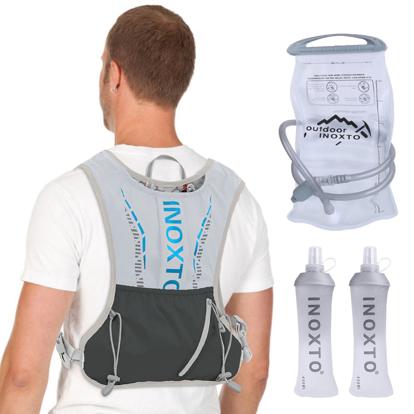 Hydration Vest with 15oz & 50oz Water Bladders for Running