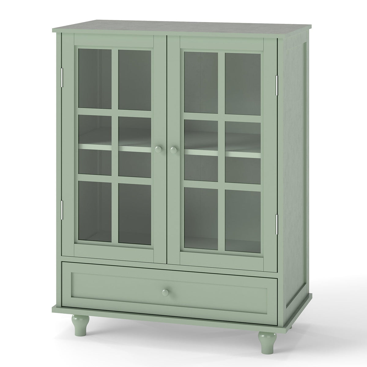 Buffet Cabinet with Glass Doors and Adjustable Shelves