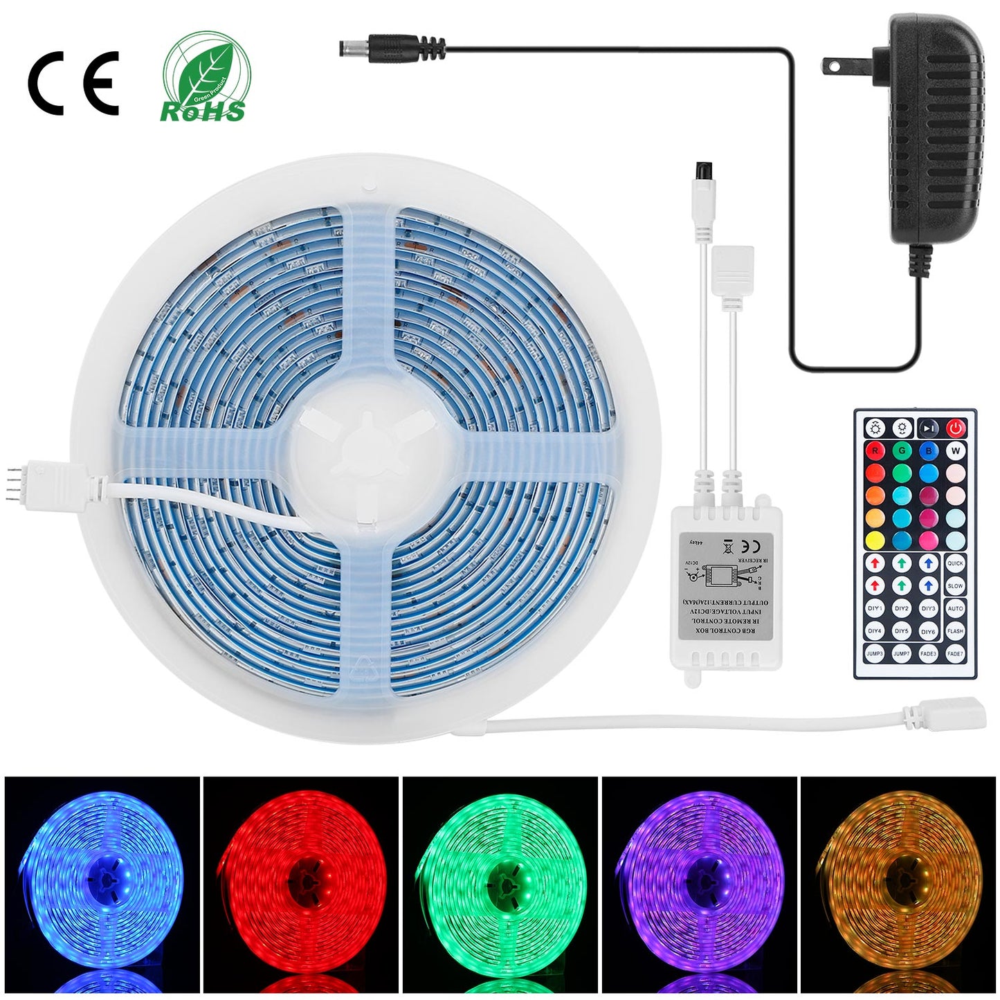 RGB LED Strip Lights 16.4FT with Remote Control