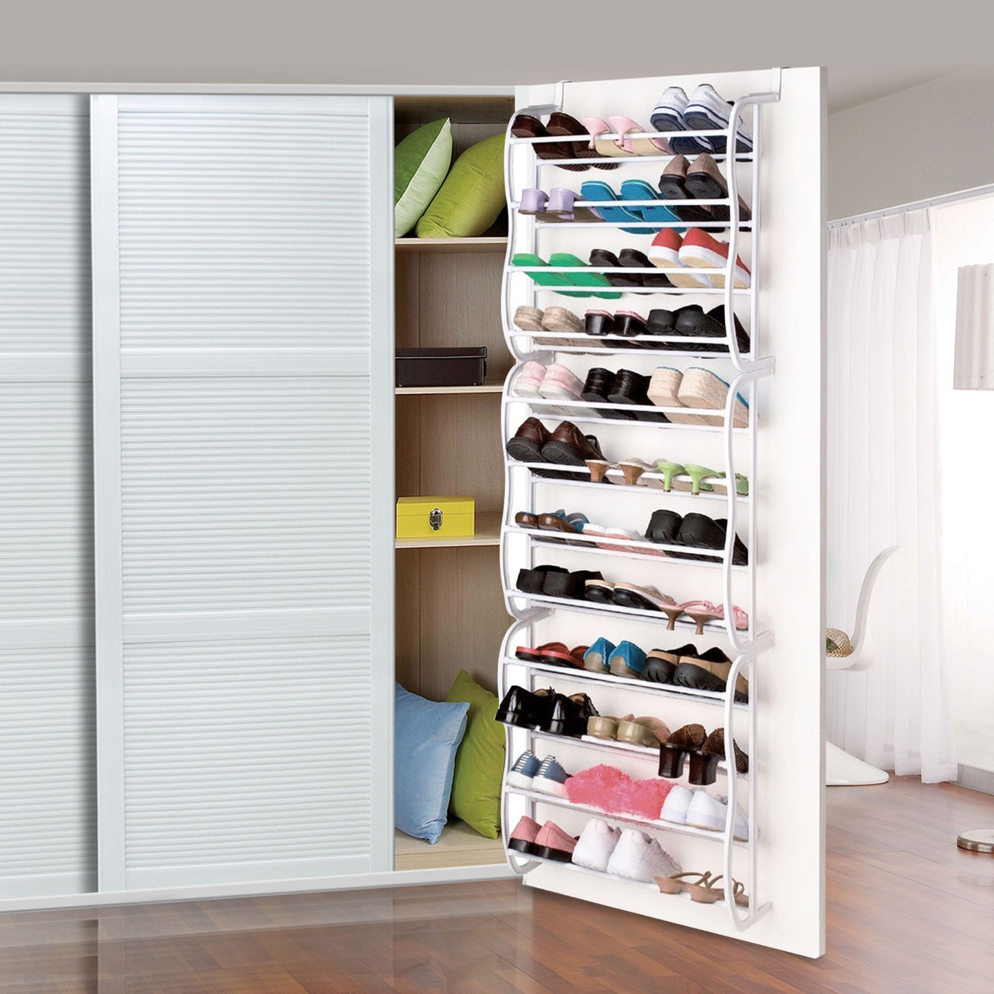Over-The-Door Shoe Rack 12 Tier Organizer for 36 Pairs